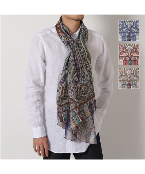 エトロシルクストール　シフォン系 ETRO イタリア製 シルク シフォン ペイズリー柄ストール スカーフ