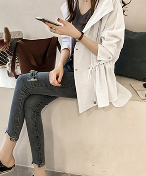 セール ジャケット風 カーディガン レディース ウエストマーク ゆったり シャツブラウス 薄手長袖 上着 ライトアウター 春秋 ミニミニストア Miniministore Magaseek