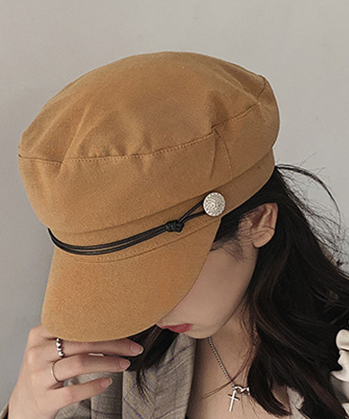 キャスケット 帽子 マリンキャップ レディース おしゃれ 可愛い 飾りボタン シンプル 大人 つば付き