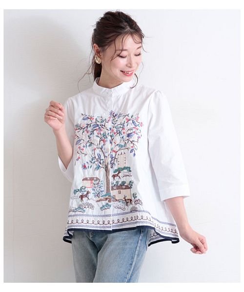 Sawa a la mode(サワアラモード)/ノスタルジック刺繍のAラインコットンシャツ/img12