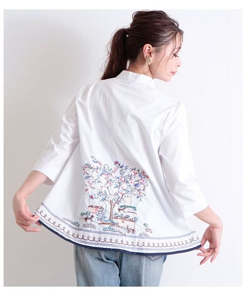 Sawa a la mode(サワアラモード)/ノスタルジック刺繍のAラインコットンシャツ/img13