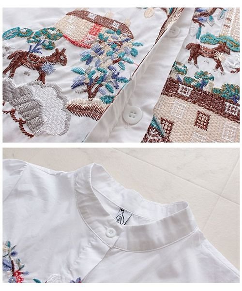 Sawa a la mode(サワアラモード)/ノスタルジック刺繍のAラインコットンシャツ/img16