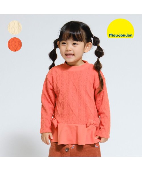 moujonjon(ムージョンジョン)/【子供服】 moujonjon (ムージョンジョン) ケーブルジャガード裾フレアＴシャツ 80cm～140cm M52850/img01