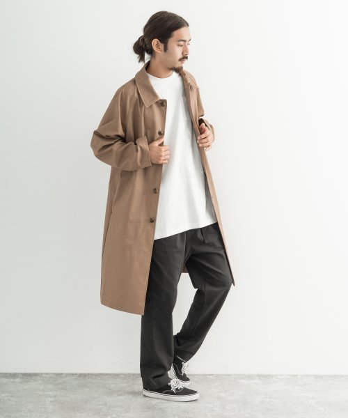 ステンカラーコート メンズ アウター オーバーサイズ ロング丈 膝丈 カジュアル 無地 ラグラン ベンタイル 防水 撥水 防風 ゆったり ルーズ 日本製 国産 ロッキーモンロー Rocky Monroe Magaseek