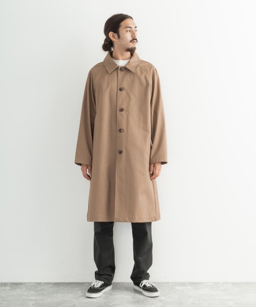 ステンカラーコート メンズ アウター オーバーサイズ ロング丈 膝丈 カジュアル 無地 ラグラン ベンタイル 防水 撥水 防風 ゆったり ルーズ 日本製 国産 ロッキーモンロー Rocky Monroe Magaseek