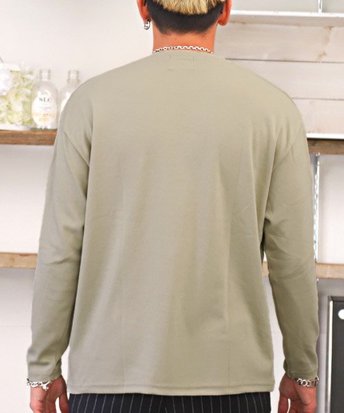 LUXSTYLE(ラグスタイル)/胸ポケットクルーネックロンT/ロンT メンズ 長袖Tシャツ ビッグシルエット ポケット/img01