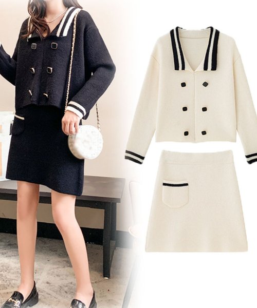 セール ニットセットアップ レディース セーターセットアップ スカートスーツ 厚手 秋冬セーター 着回し ニットスカート ショッピングゴー Shoppinggo Magaseek