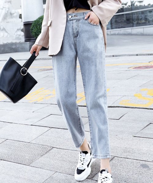 セール デニムパンツ レディース ハイウエスト 9分丈パンツ バックゴム仕様 ジーンズ ショッピングゴー Shoppinggo Magaseek