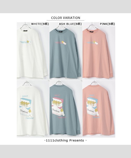 1111clothing(ワンフォークロージング)/ビッグシルエット ロンt メンズ オーバーサイズ ロンt レディース ビッグtシャツ 長袖 tシャツ 長袖tシャツ ビッグロンt プリントtシャツ 韓国 ファッ/img03