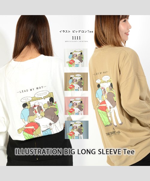 1111clothing(ワンフォークロージング)/ビッグシルエット ロンt メンズ オーバーサイズ ロンt レディース ビッグtシャツ 長袖 tシャツ 長袖tシャツ ビッグロンt プリントtシャツ 韓国 ファッ/img01