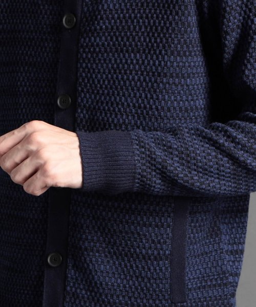 ジオメトリックジャカード スタンドニットブルゾン 