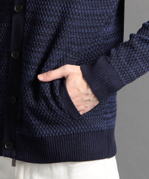 ジオメトリックジャカード スタンドニットブルゾン 