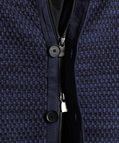 ジオメトリックジャカード スタンドニットブルゾン 