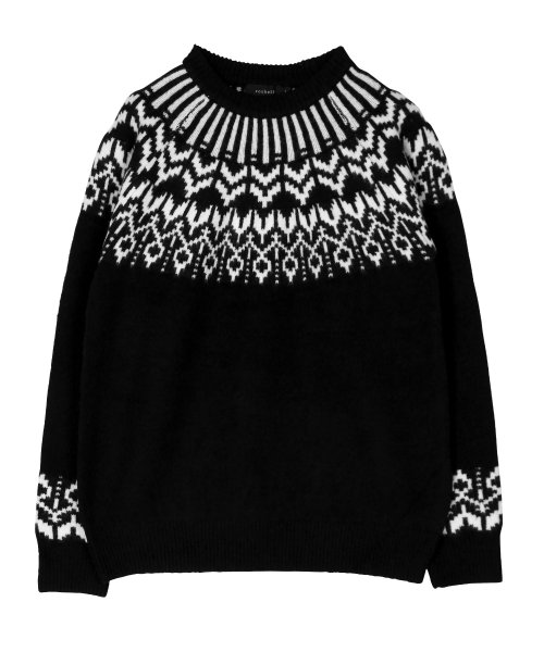 セール ブークレー求心柄ニット ニット セーター メンズ ノルディック メンズニット メンズセーター クルーネック ジギーズショップ Jiggys Shop Magaseek