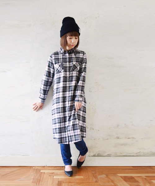 セール チェック柄ロングシャツワンピースワンピース レディース ワンピース 長袖 ワンピ シャツワンピース チェックシャツ ナチュラル ゆるカジ ロング チェック シャ アンドイット And It Magaseek