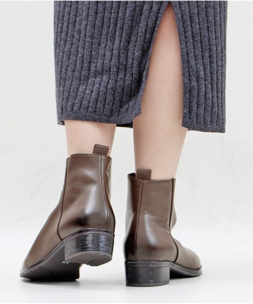 セール 本革シンプルプレーンショートブーツ 本革 ブーツ レディース サイドファスナー リアルレザー 牛革 ローヒール 3 5cmヒール アーモンドトゥ メ Lirio Blanco Lirio Blanco Magaseek