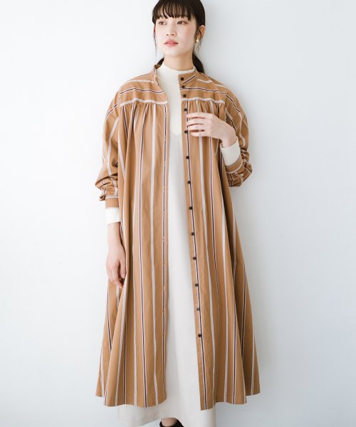 セール 50 Off たっぷりボリュームであれこれ隠しつつ ちゃっかりかわいくなれるストライプシャツワンピース ハコ Haco Magaseek