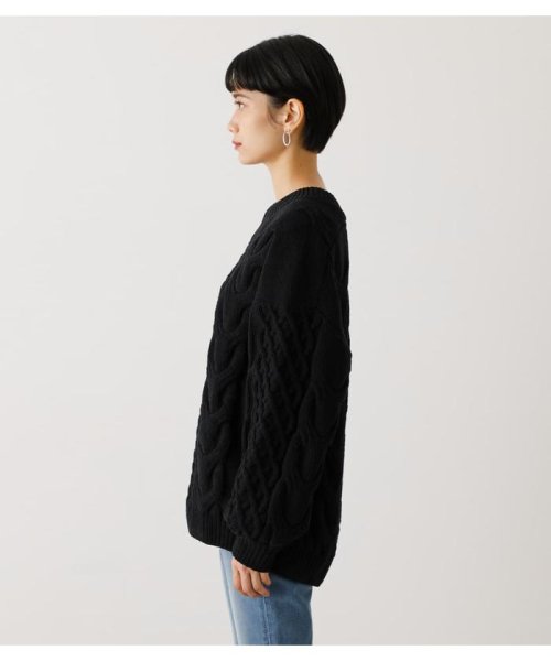 AZUL by moussy(アズールバイマウジー)/CHENILLE CABLE V／N KNIT TOPS/img12