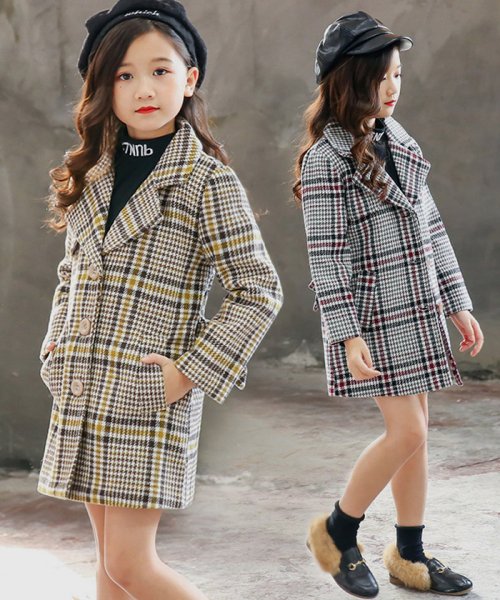 セール キッズ 女の子 チェック柄 チェックコート 長袖 おしゃれ 中学生 カジュアル 可愛い 秋冬 新品 お出かけ 暖かい ミニミニストア Miniministore Magaseek