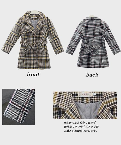 セール キッズ 女の子 チェック柄 チェックコート 長袖 おしゃれ 中学生 カジュアル 可愛い 秋冬 新品 お出かけ 暖かい ミニミニストア Miniministore Magaseek