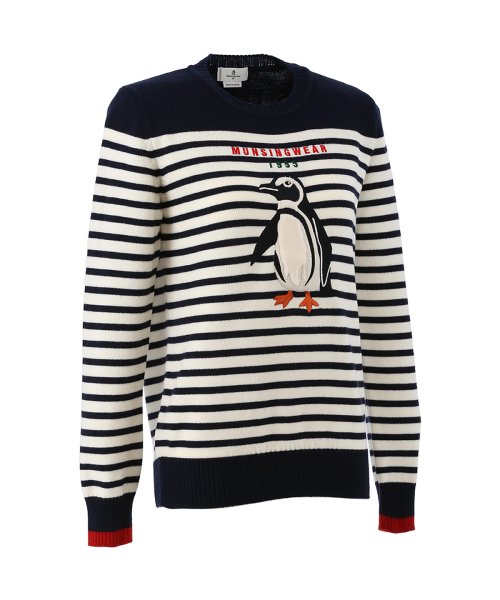 クーポン セール 30 Off ファーアップリケペンギン刺繍ボーダーセーター マンシングウェア Munsingwear Magaseek