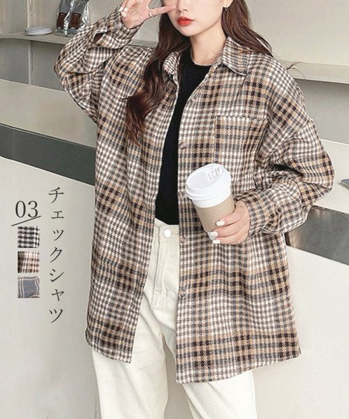 チェックシャツ レディース ネルシャツ ゆったり タータンチェック 体型カバー カーディガン おしゃれ 開襟シャツ カジュアル ミニミニストア Miniministore Magaseek