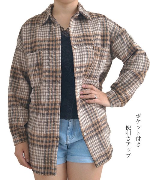 チェックシャツ レディース ネルシャツ ゆったり タータンチェック 体型カバー カーディガン おしゃれ 開襟シャツ カジュアル ミニミニストア Miniministore Magaseek