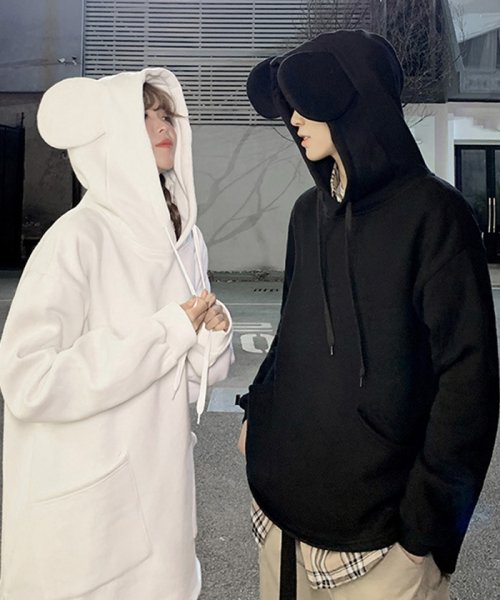 フード付きパーカー 男女兼用 裏起毛 トレーナー ポケット付き スウェット ゆったり ペアパーカー 秋冬 お揃い カップルトップス ミニミニストア Miniministore Magaseek