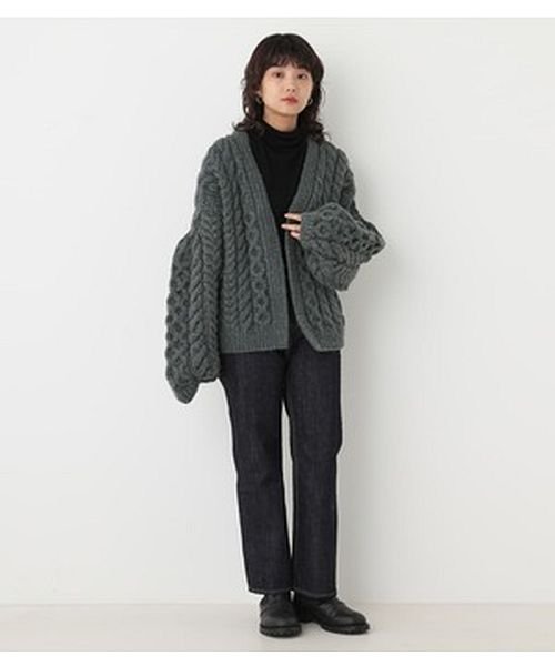 BLACK BY MOUSSY(ブラックバイマウジー)/hand knitting cable cardigan/img01