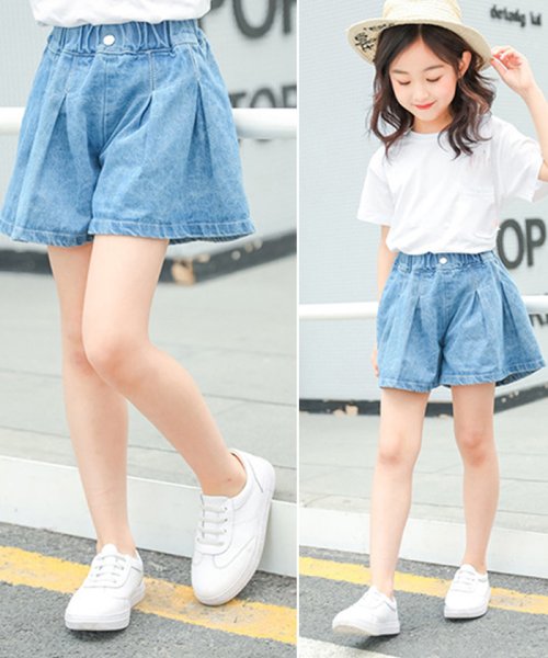 クーポン開催中 子ども服 キッズ デニムショートパンツ 子供服 女の子 ジュニアサイズ ボトムス 小学生コーデ Kids 韓国服 ファッション ミニミニストア Miniministore Magaseek