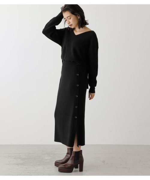 AZUL by moussy(アズールバイマウジー)/SIDE BUTTON KNIT ONEPIECE/img01