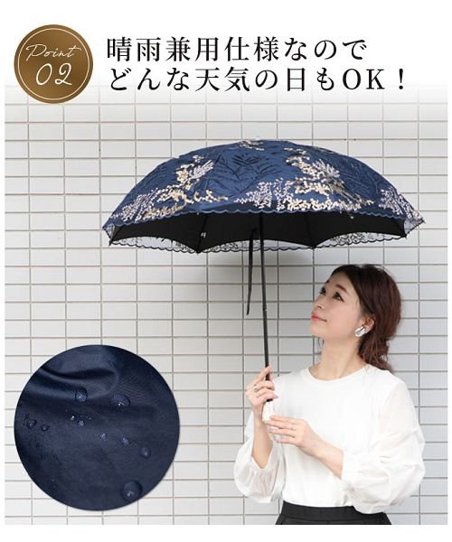 Sawa a la mode(サワアラモード)/刺繍レースの晴雨兼用折りたたみ日傘/img04