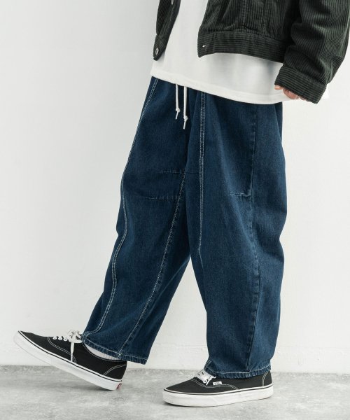 デニムパンツ メンズ ワイド ジーンズ バルーン シンプル カジュアル リラックス ゆったり テーパード 綿 コットン インディゴ 黒 ボタンフライ センターシ ロッキーモンロー Rocky Monroe Magaseek デニムパンツ メンズ ワイド ジーンズ バルーン シンプル カジュアル リラックス ゆったり テーパード 綿 コットン インディゴ 黒 ボタンフライ センターシ ロッキーモンロー Rocky Monroe Magaseek