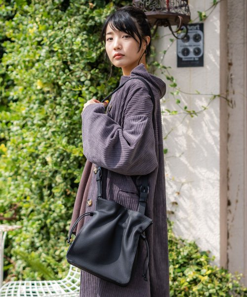 セール】本革巾着ショルダーバッグ【aroco/アロコ】 牛革 レディース  