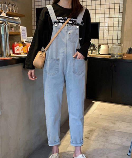 セール 30 Off デニムサロペット デニムパンツ レディース デニムオーバーオール オールインワン レディース 無地 9分丈 ワイドシルエット ゆったり 体型カバー おしゃれ ショッピングゴー Shoppinggo Magaseek