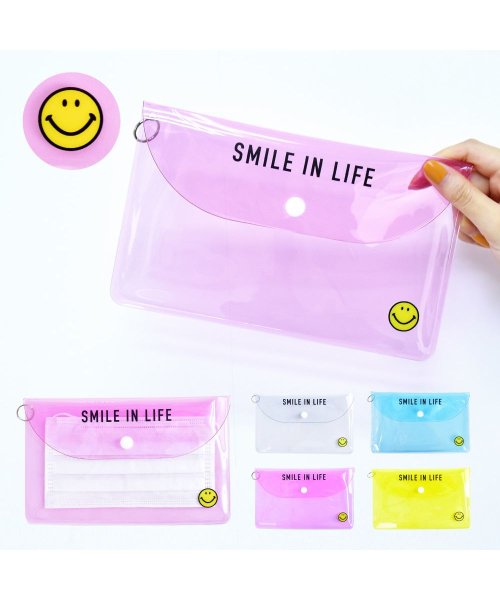 スマイル ポーチ 小物入れ レディース 女子 クリアケース Pvc マスクポーチ マスクケース 化粧ポーチ 女子 高校生 中学生 ママ ブランド キャラクター ランナー Runner Magaseek