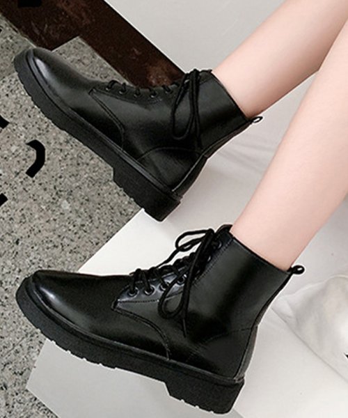 セール ショートブーツ レディース ローヒール 編み上げブーツ 疲れない レースアップ ワークブーツ 歩きやすい 秋冬 ミニミニストア Miniministore Magaseek