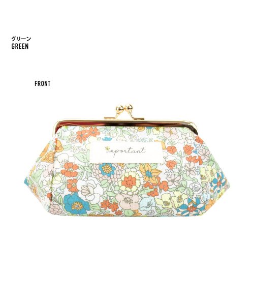ポーチ 小物入れ レディース 女子 安心の日本製 花柄 ポーチ がま口 口金 玉付き 化粧ポーチ 大きめ コスメポーチ メイクポーチ花柄生地 ファッション 小物 ランナー Runner Magaseek