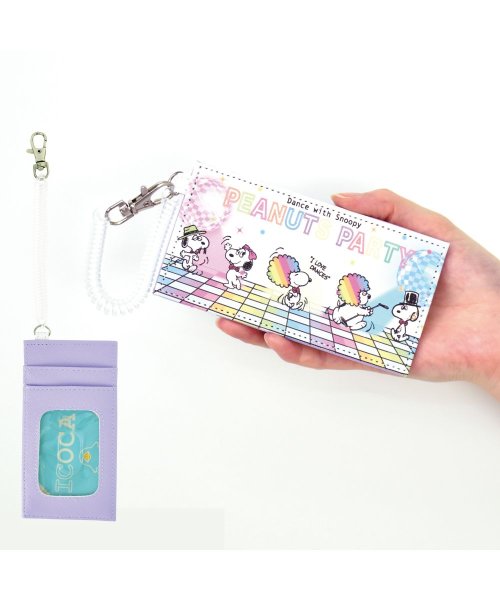 スヌーピー パスケース 定期入れ カードケース 定期 入れ レディース 女子 2枚収納 コイルコード キャラクター 女の子 メンズ男子大人 大学生 高校生 中学 ランナー Runner Magaseek