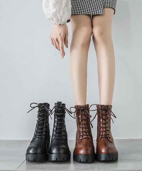 レースアップブーツ ブーツ 編み上げブーツ レディース ショートブーツ 靴 通勤 Ol 秋冬 ミニミニストア Miniministore Magaseek