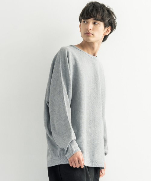 ニット メンズ セーター カジュアル きれいめ リラックス 無地 シンプル 重ね着 レイヤード ミラノリブ ビッグシルエット ドロップショルダー ドルマン ゆっ ロッキーモンロー Rocky Monroe Magaseek