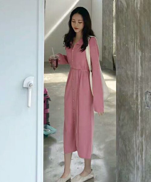 ミニミニストア Miniministore ニットワンピース レディース Vネック 無地 マキシワンピース 着やせ 秋冬 ロングワンピ 40代 シンプル 体型カバー Magaseek