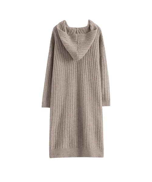 セール フード付き ニットワンピース レディース ゆったり ロングワンピース 長袖 カジュアル リブニット ワンピース 秋冬 ミニミニストア Miniministore Magaseek