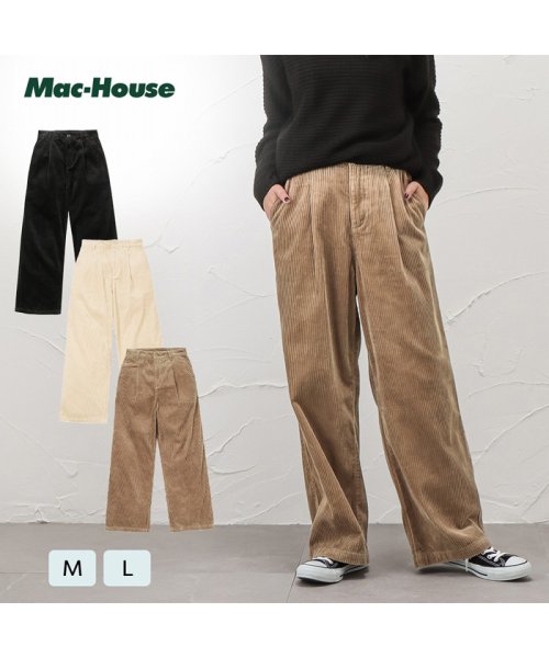 MAC HOUSE(women)(マックハウス（レディース）)/NAVY ネイビー オーガニックコットン コーデュロイワイドパンツ OG－W001/img01