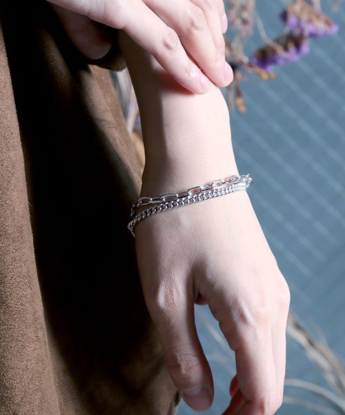 MAISON mou(メゾンムー)/【YArKA/ヤーカ】silver925 flat & oval chain bracelet [F918]/喜平&楕円ミックスブレスレット シルバー925 /img01