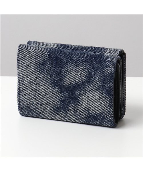 【DIESEL(ディーゼル)】X07192 P0416 LORETTINA 三つ折り財布 ミニ財布 豆財布 デニム メタルロゴ H7663 レディース