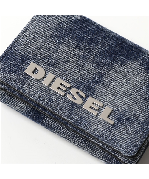 【DIESEL(ディーゼル)】X07192 P0416 LORETTINA 三つ折り財布 ミニ財布 豆財布 デニム メタルロゴ H7663 レディース