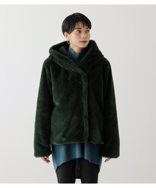 AZUL by moussy(アズールバイマウジー)/FLUFFY HOODIE SHORT COAT/img22