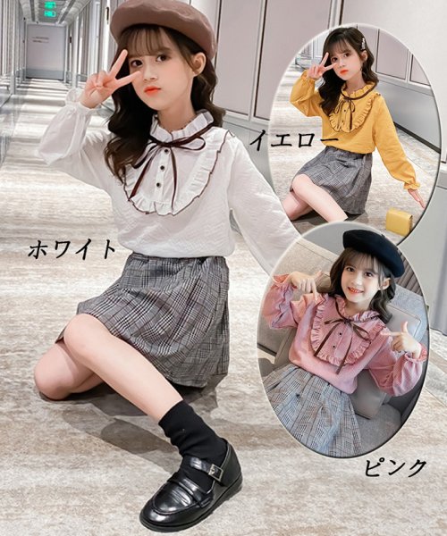 クーポン セール 35 Off キッズ セットアップ 女の子 シャツ スカート 2点セット 長袖 おしゃれ カジュアル 秋冬 小学生 通学着 ミニチェック柄スカート ミニミニストア Miniministore Magaseek