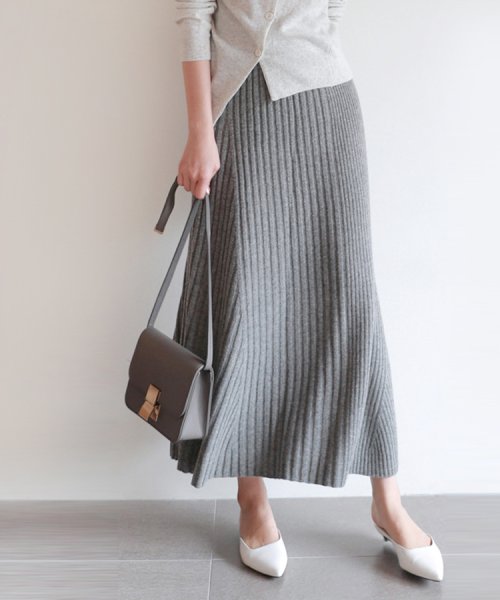 レディースファッション通販 ロングスカート ニットスカート ニット ロング丈 レディース 秋 冬 春 フレア Aライン マキシ丈 フェミニン きれいめ おしゃれ ドゥーベル Doux Belle Magaseek